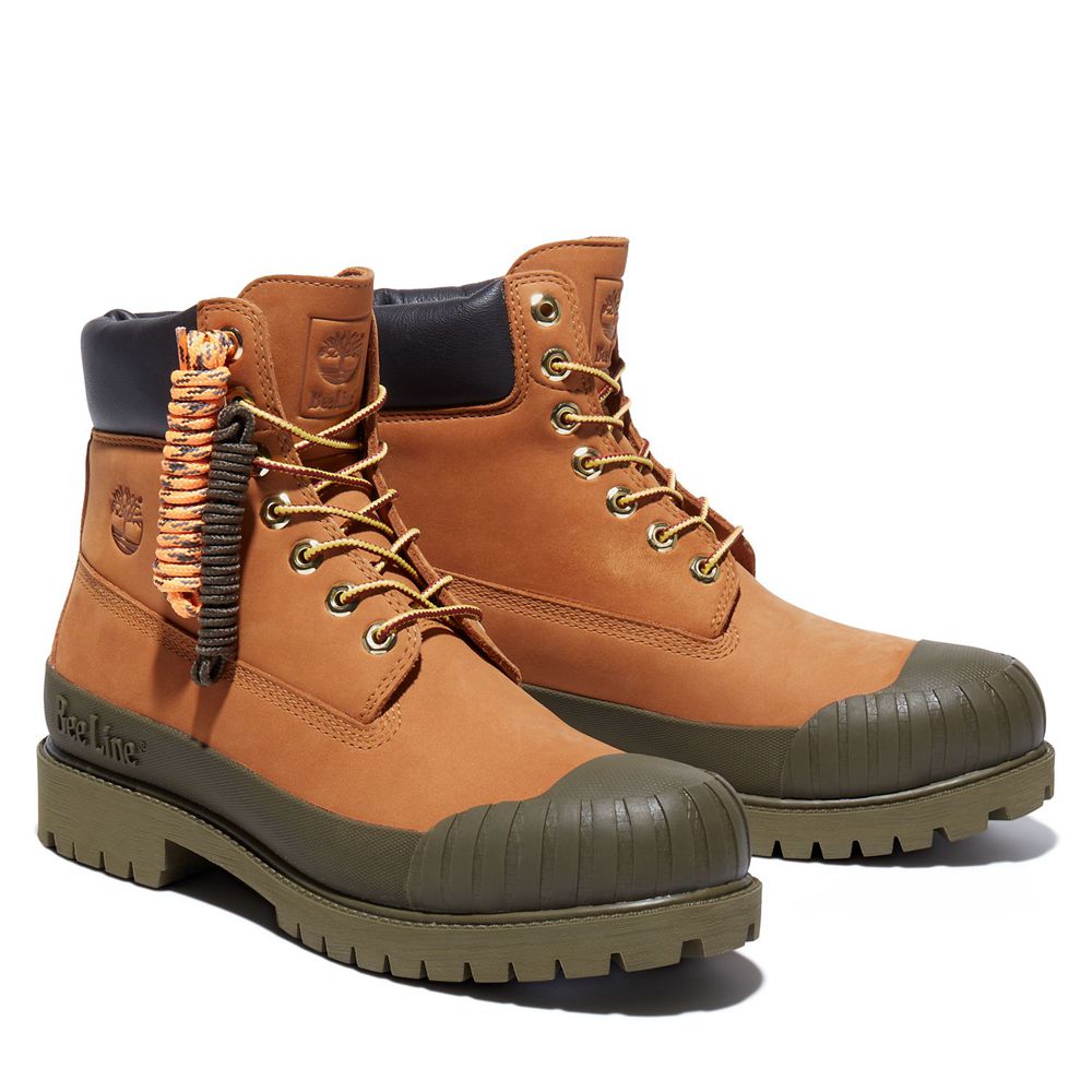 Timberland Mens 6-Inch Boots Bee Line x Waterproof Rubber Toe - Brown - India GC6314527